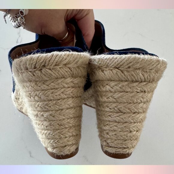 Stuart Weitzman Espadrille Navy Wedge Sandals – Size 8 - Picture 6 of 8